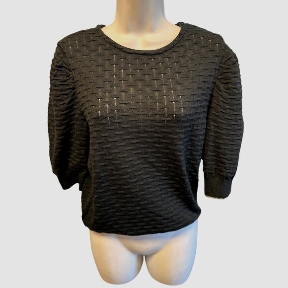 Erotokritos Phiphie Textured Sweater 3 Black Open Knit Cotton Blend Whimsygoth - Picture 2 of 7